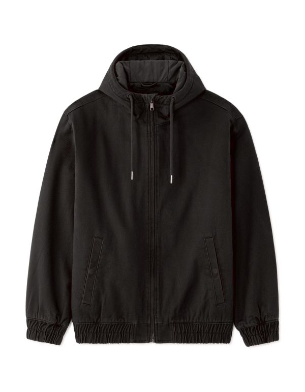 Veste à capuche loose 100% coton - noir