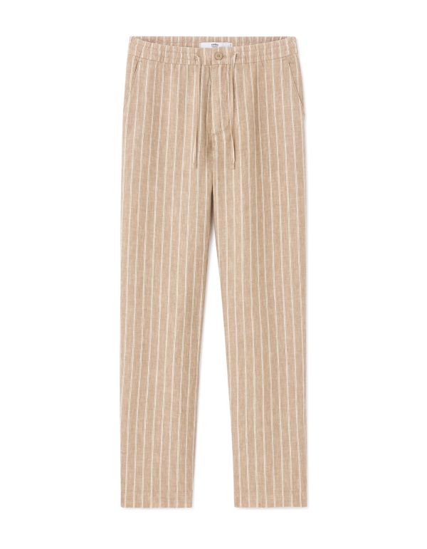 Pantalon rayé 100% lin - marron