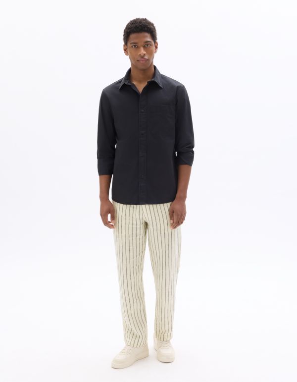 Pantalon rayé 100% lin - blanc