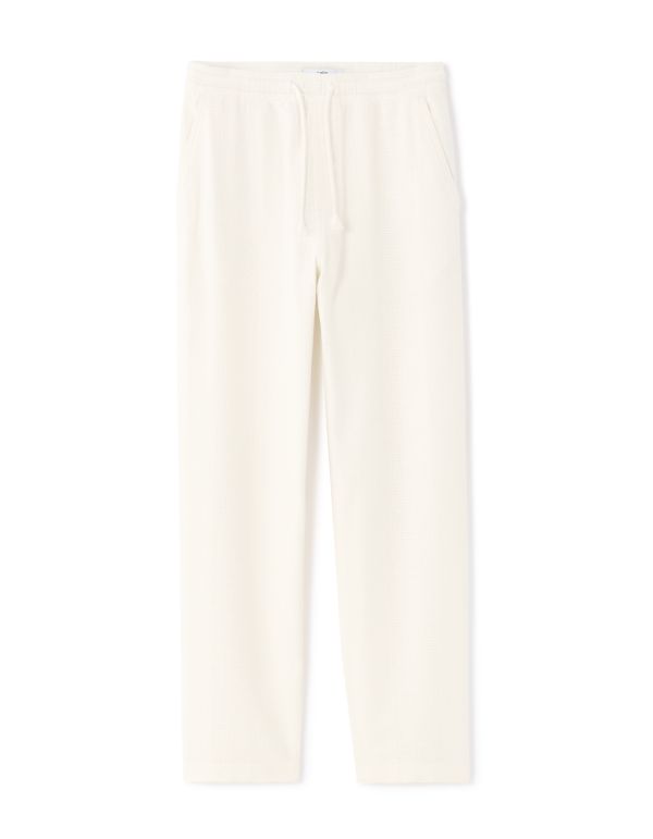 Pantalon relax 100% coton jacquard - blanc
