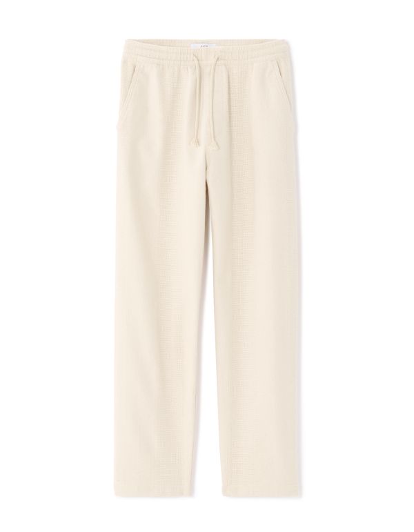 Pantalon relax 100% coton jacquard - beige