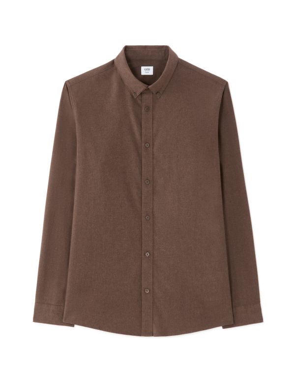 Chemise regular en flanelle 100% coton - marron