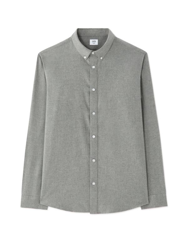 Chemise regular en flanelle 100% coton - gris clair