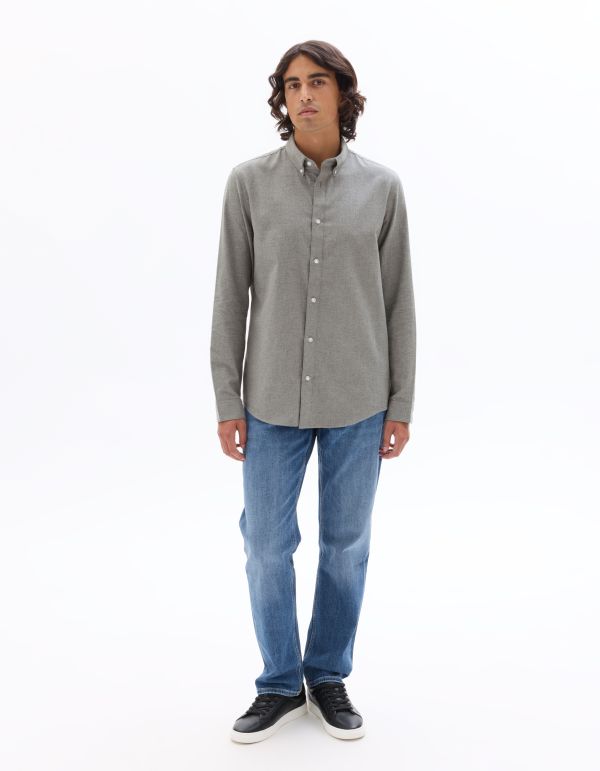Chemise regular en flanelle 100% coton - gris clair