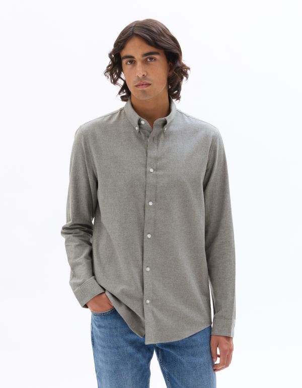 Chemise regular en flanelle 100% coton - gris clair