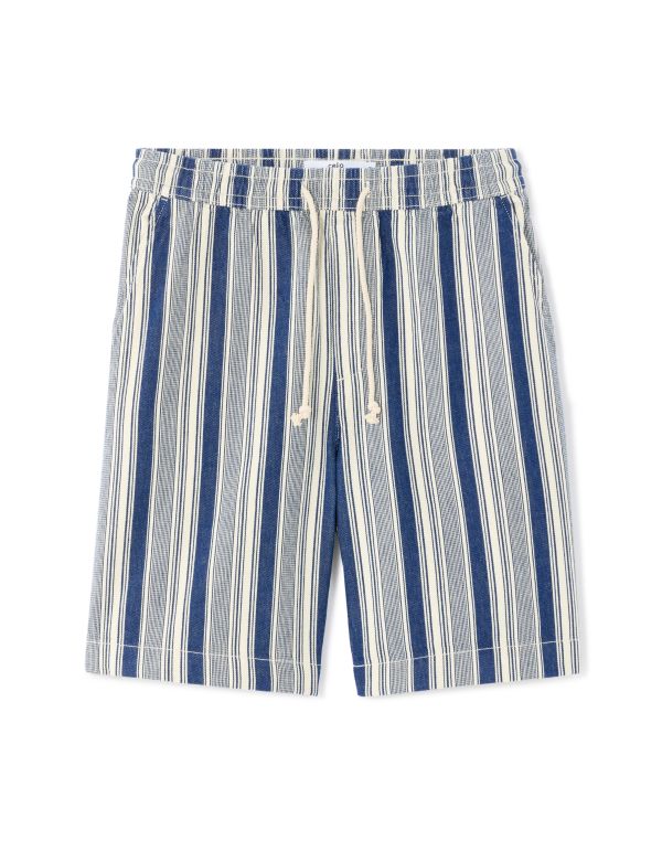 Bermuda rayé et texturé 100% coton - marine