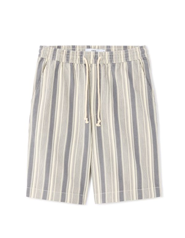 Bermuda rayé et texturé 100% coton - beige