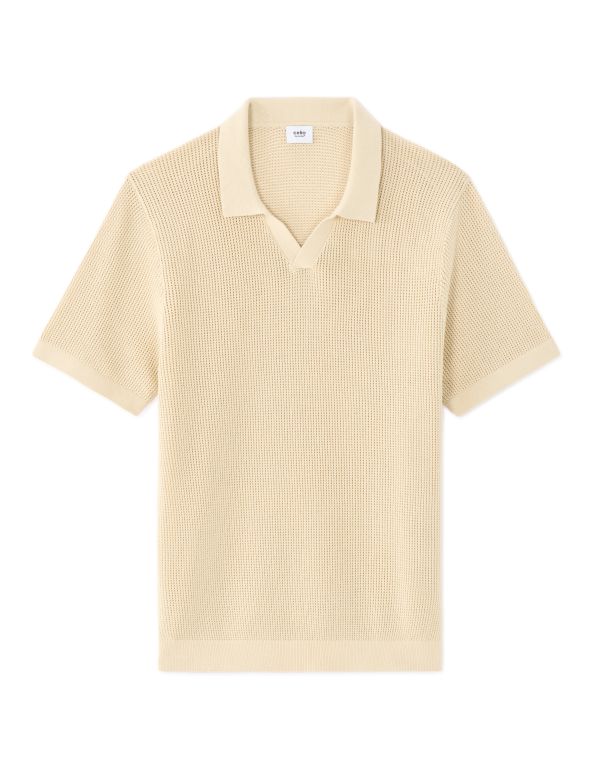 Polo regular 100% coton effet gaufré - beige