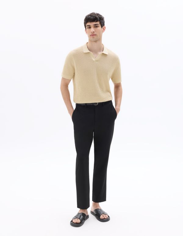 Polo regular 100% coton effet gaufré - beige