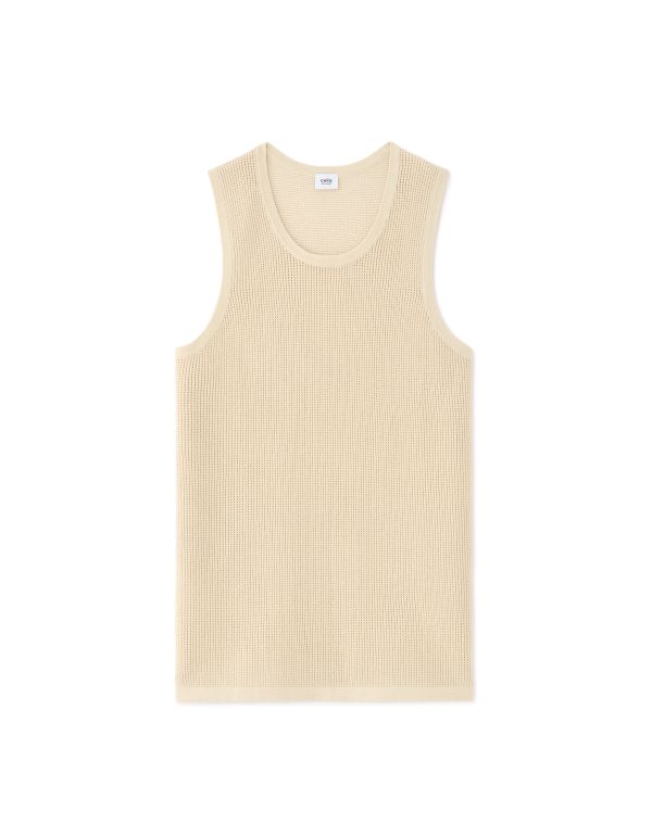 Débardeur col rond slim en maille - beige clair