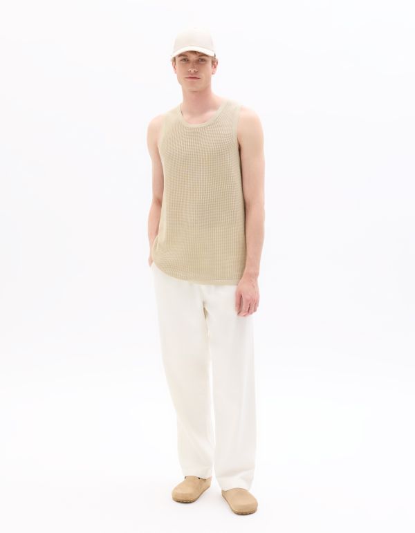 Débardeur col rond slim en maille - beige clair