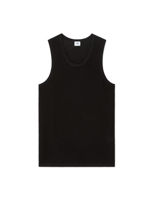 Débardeur col rond slim en maille - noir