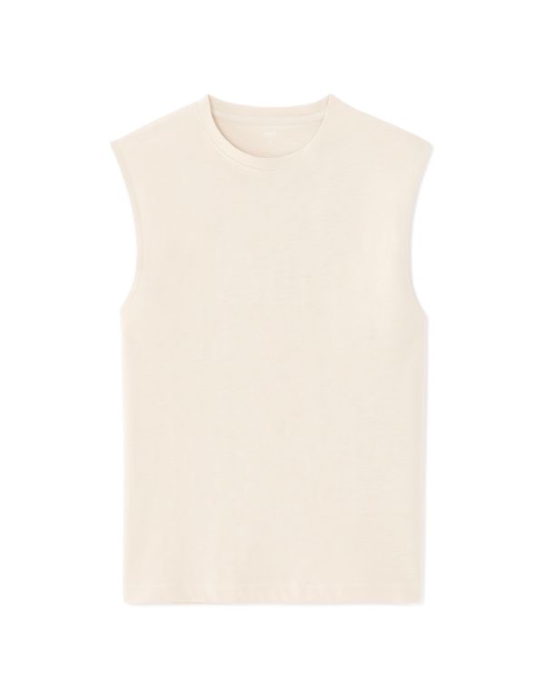 T-shirt tank boxy col rond - beige clair