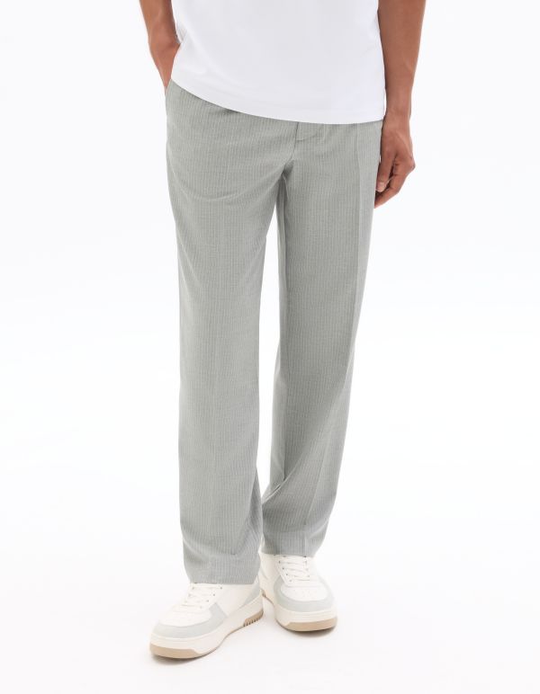 Pantalon 24H loose rayé stretch - gris