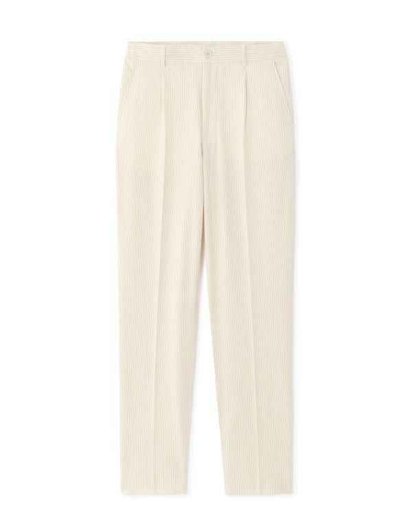 Pantalon 24H loose rayé stretch - blanc