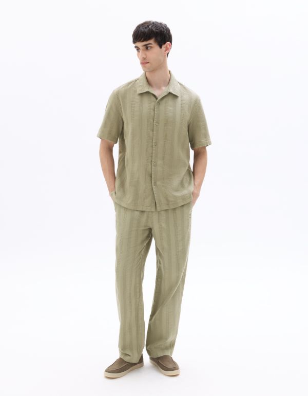 Pantalon relax en jacquard - kaki