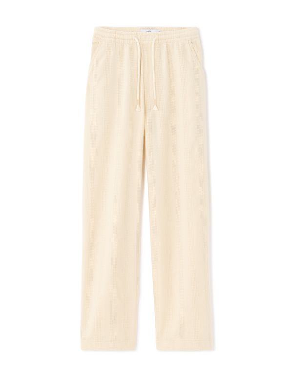 Pantalon relax en jacquard - beige