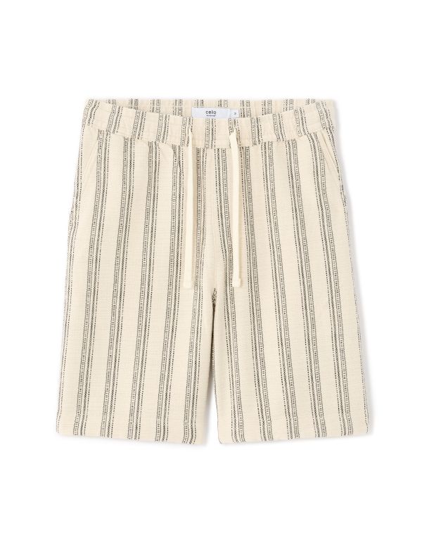 Bermuda regular imprimé rayé 100% coton - blanc