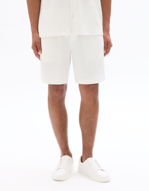 Bermuda regular effet texturé - blanc