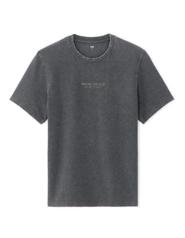 T-shirt boxy col rond imprimé Havana surf club - noir