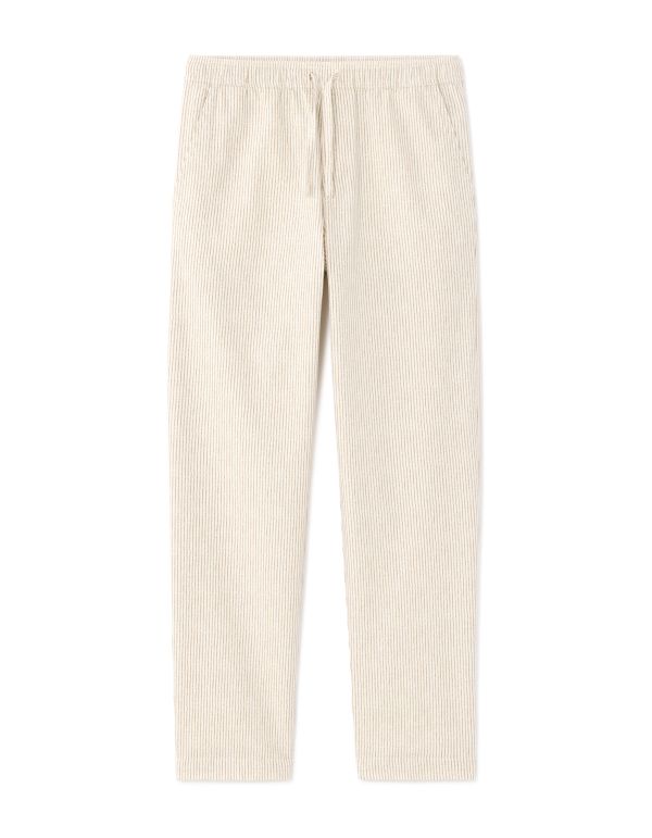 Pantalon loose 100% coton - beige rayé