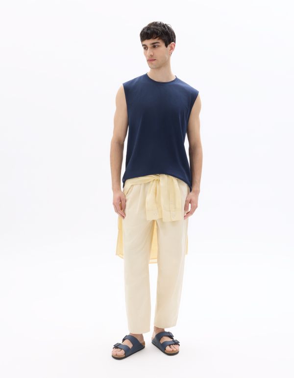 Pantalon jogger relax stretch 7/8e - blanc