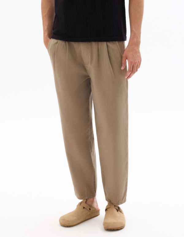 Pantalon jogger relax stretch 7/8e - taupe