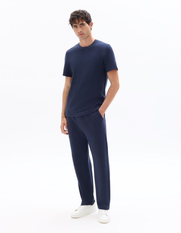 Pantalon de joggine relax effet texturé - marine