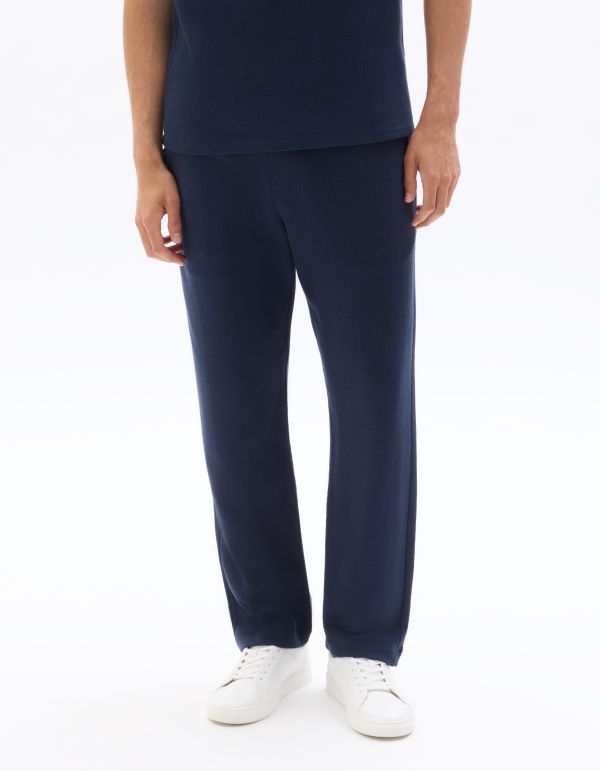 Pantalon de joggine relax effet texturé - marine