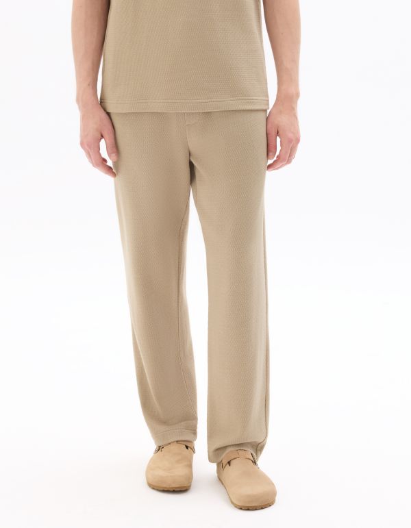 Pantalon de joggine relax effet texturé - taupe