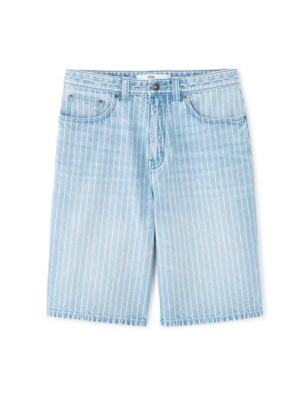 Bermuda baggy en jean - bleu clair