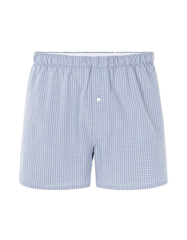 Caleçon 100% coton à carreaux - bleu