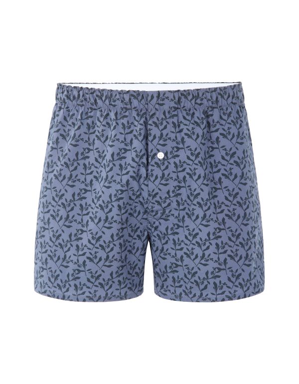 Caleçon 100% coton à motifs feuillage - bleu