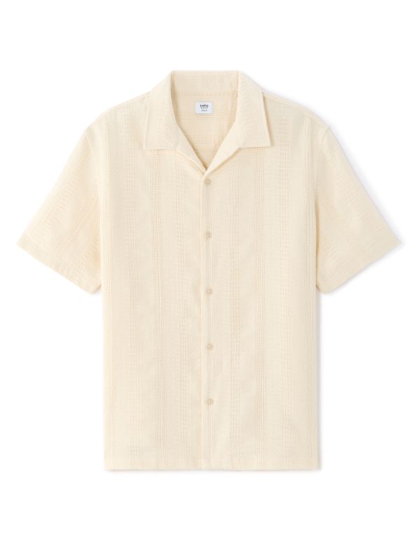 Chemisette regular en jacquard 100% coton - beige