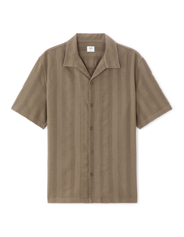 Chemisette regular en jacquard 100% coton - taupe