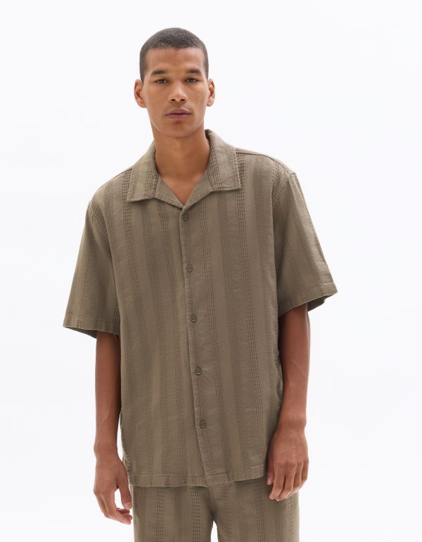 Chemisette regular en jacquard 100% coton - taupe