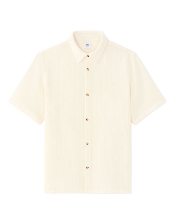 Chemisette regular texturée 100% coton - blanc