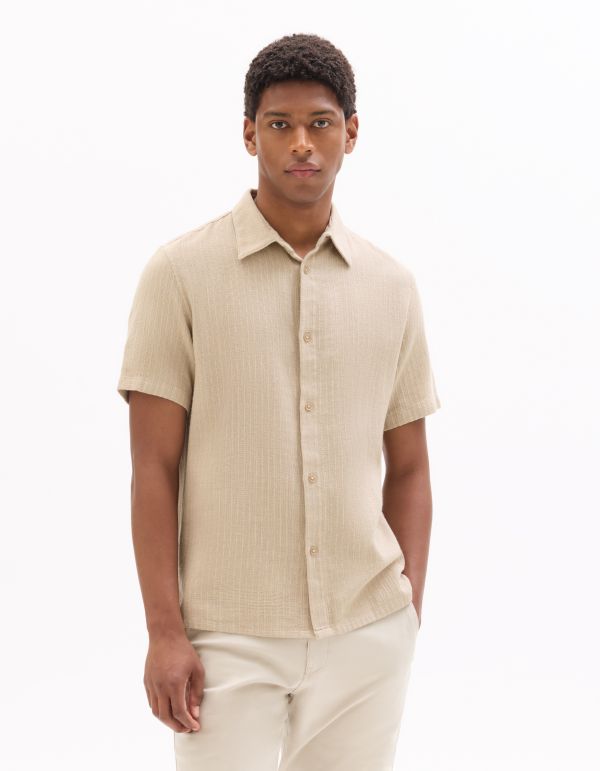 Chemisette regular texturée 100% coton - beige