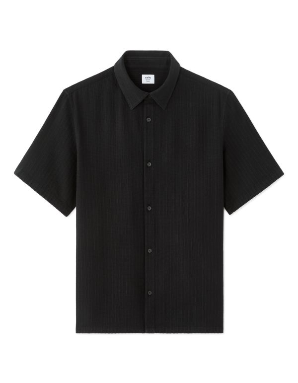 Chemisette regular texturée 100% coton - noir