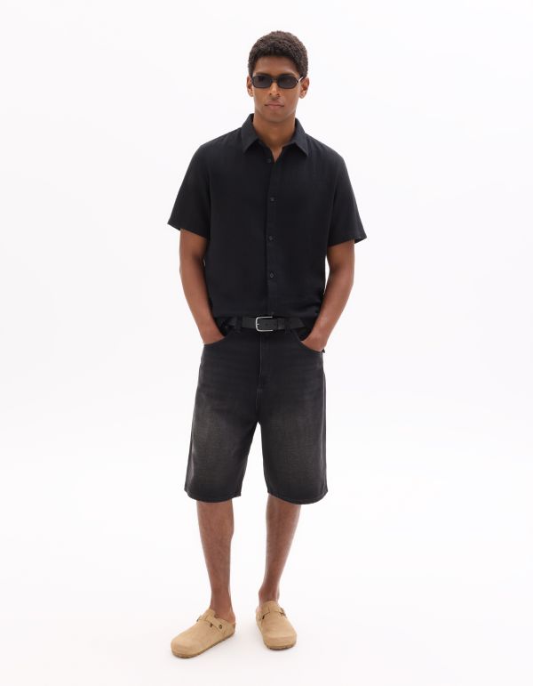 Chemisette regular texturée 100% coton - noir