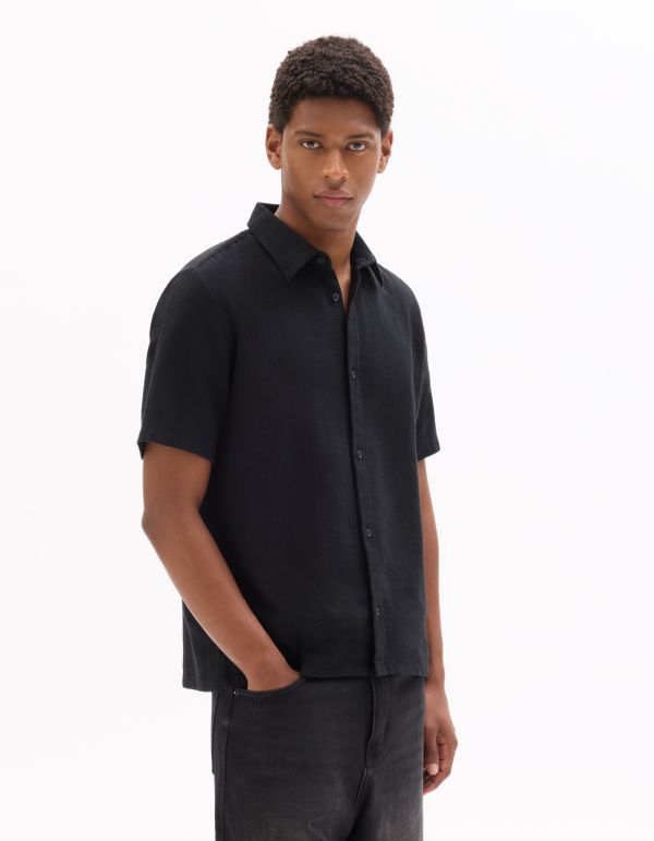 Chemisette regular texturée 100% coton - noir