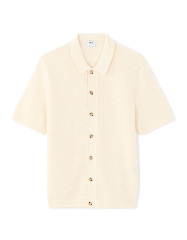 Chemisette regular en maille 100% coton - écru