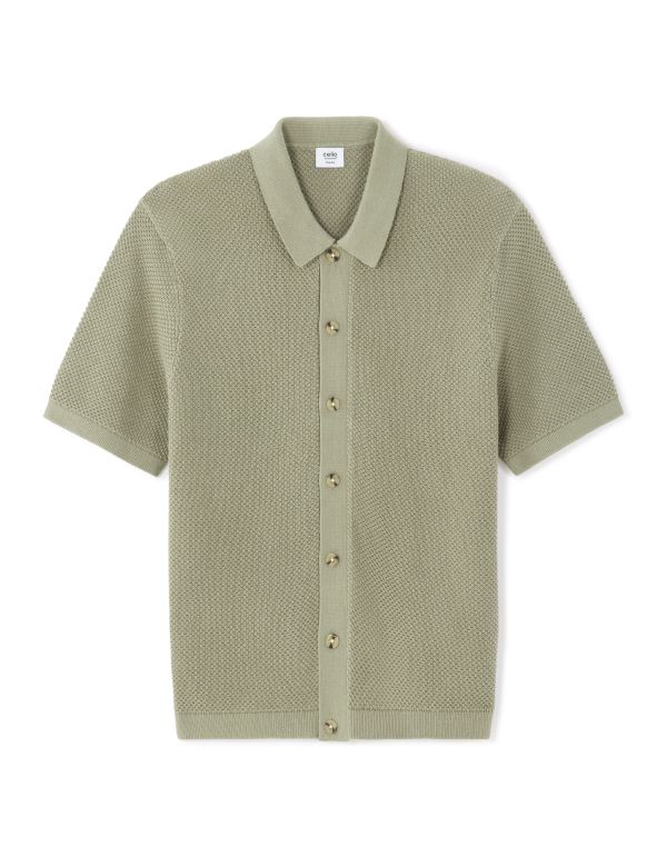 Chemisette regular en maille 100% coton - kaki