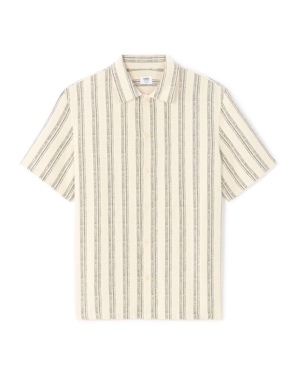 Chemisette regular imprimée rayé 100% coton - blanc