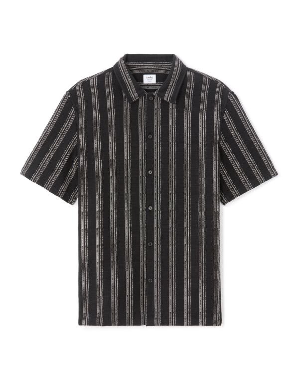 Chemisette regular imprimée rayé 100% coton - noir