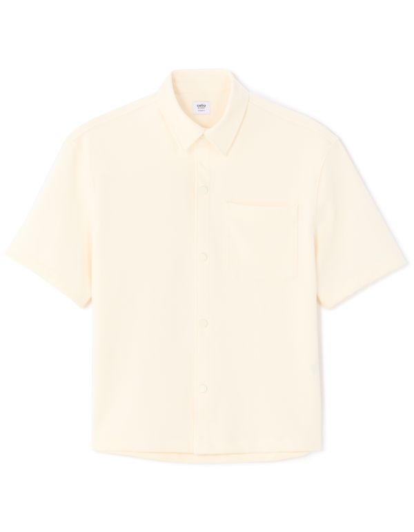 Surchemise manches courtes effet matière - beige