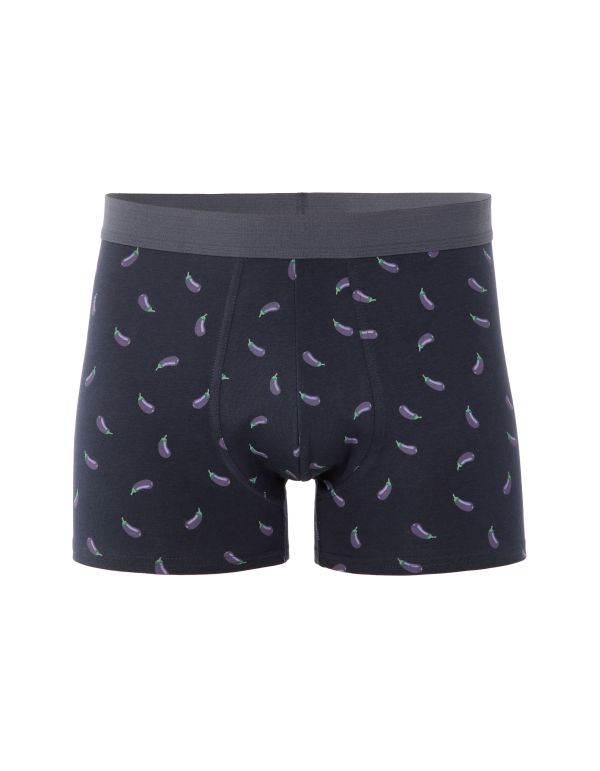 Boxer à motifs aubergines - bleu