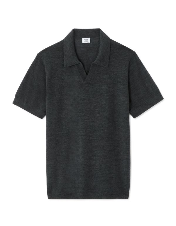 Polo regular 100% laine mérinos - anthracite