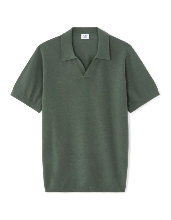 Polo regular 100% laine mérinos - vert concé