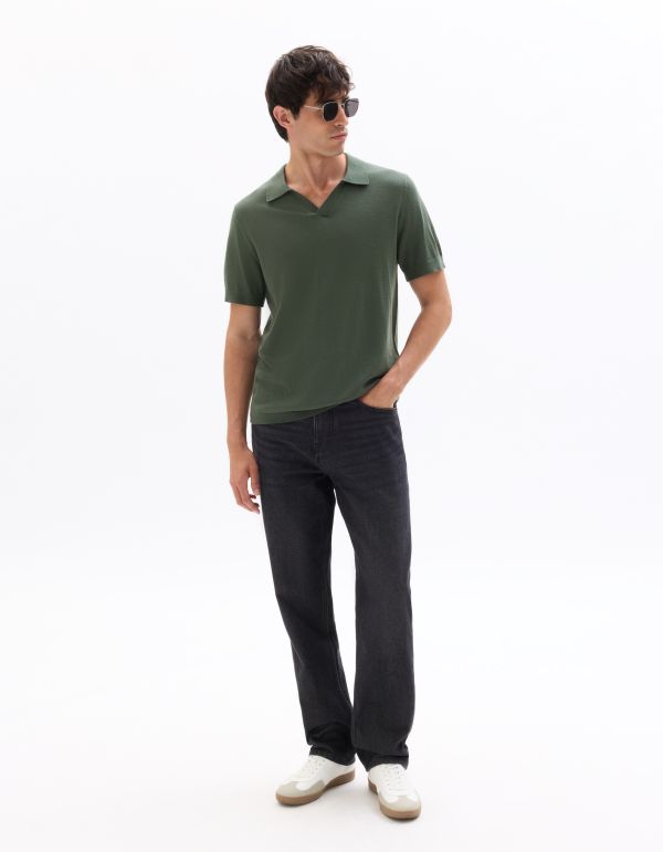 Polo regular 100% laine mérinos - vert concé